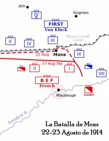 Mapa de la batalla de Mons