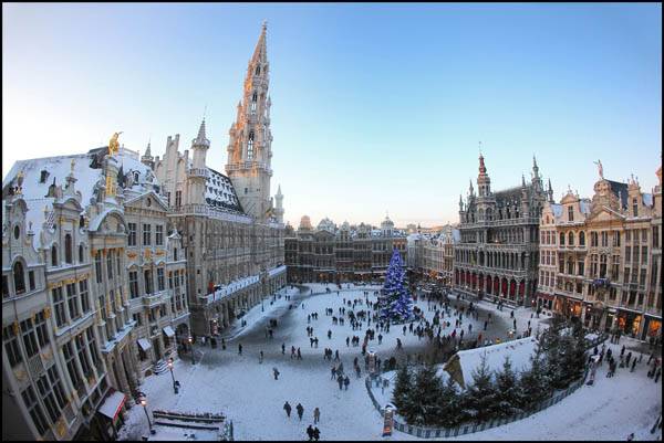 Bruselas nevada en Navidad
