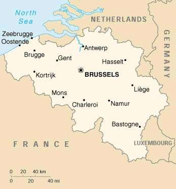 Mapa de Bélgica
